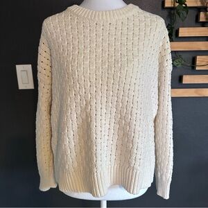 Madewell Basket-Weave Knit Sweater Cream Size XXS